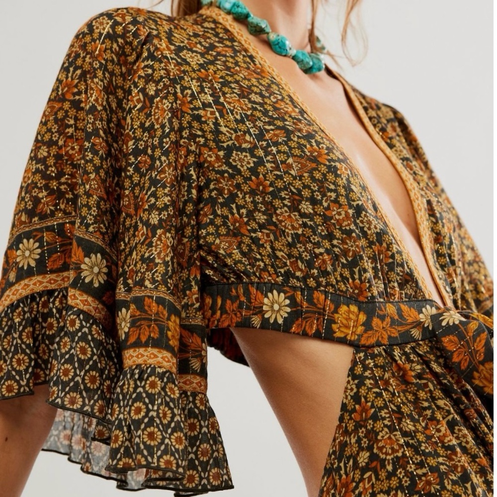 NWT💫Exclusive💫Spell X Free People Sienna Bambi Gown in Peppercorn size medium - Picture 3 of 16